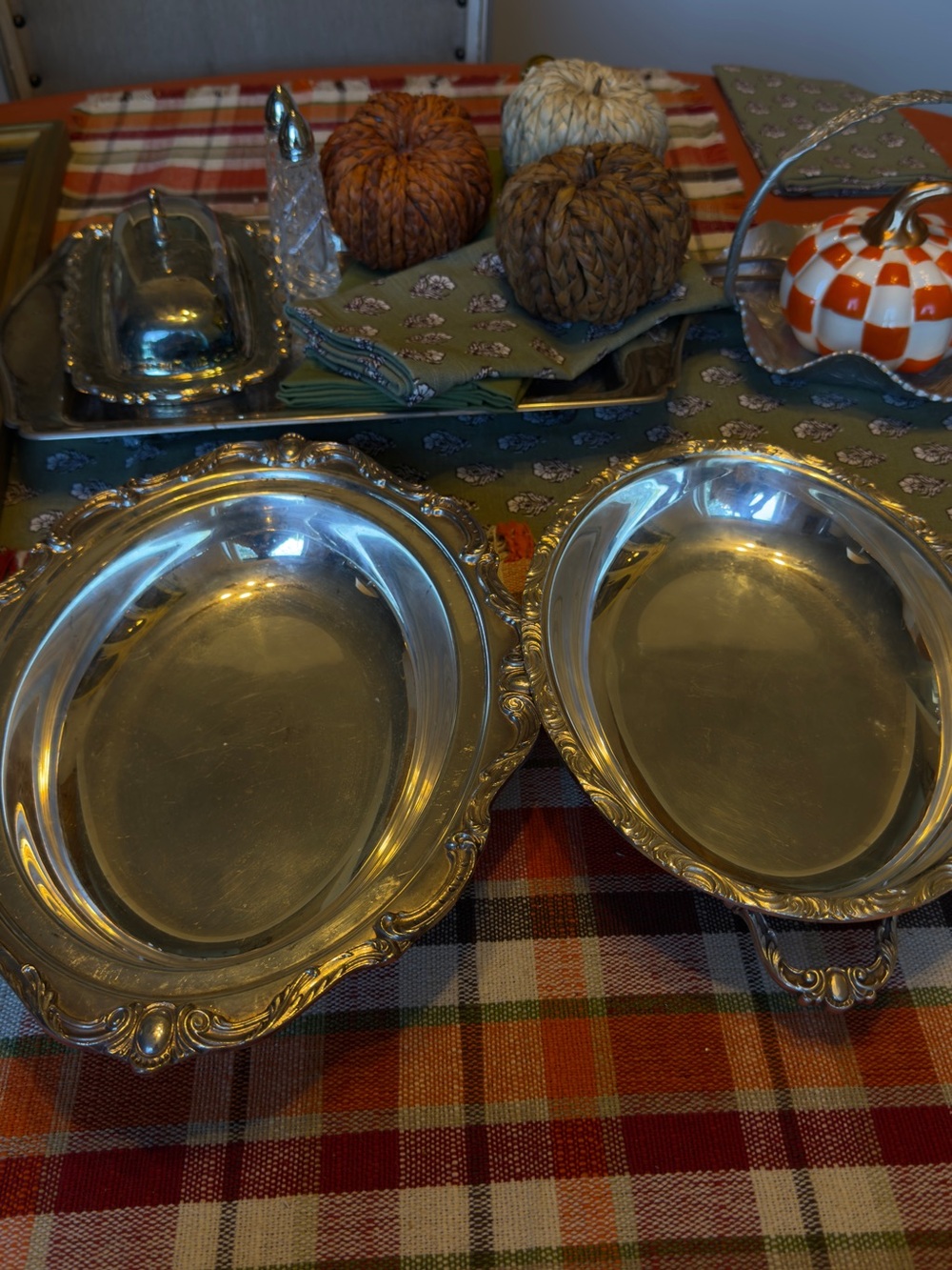 Vintage Classic Ornate Silver-Plate Serving Bowls - Pair